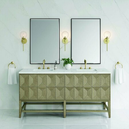 James Martin Vanities Emmeline 72in Double Vanity, Pebble Oak w/ 3 CM Ethereal Noctis Top D100-V72-PBO-3ENC